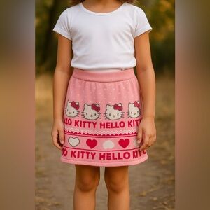 Hello Kitty Skirt Girls Size Small (6–6X) Pink Sanrio Cartoon Hearts Soft Cotton